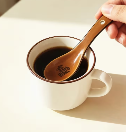 ☕ ช้อนชงกาแฟลายไม้ 📦 เรทส่ง 150 ชิ้น